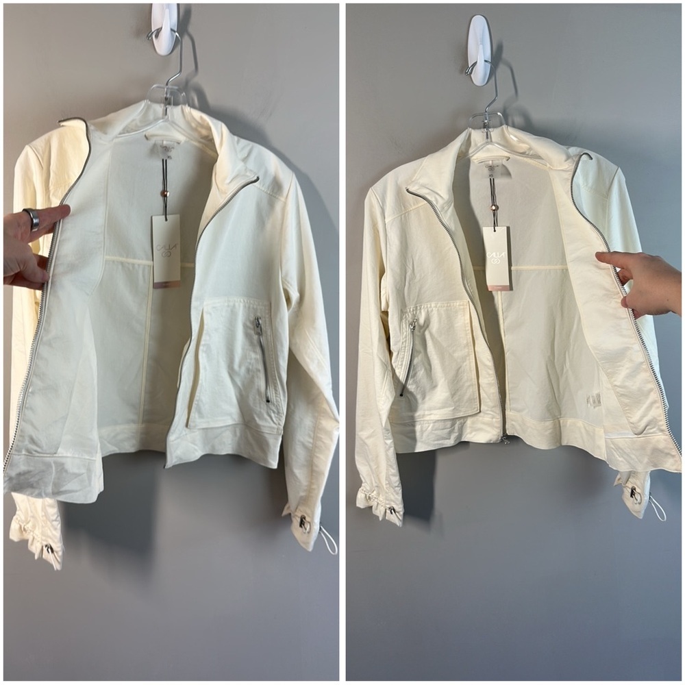 NWT Calia Womens Twill Cargo Jacket Ivory Size XS Mock Neck Athleisure Gym Zip - Picture 14 of 16